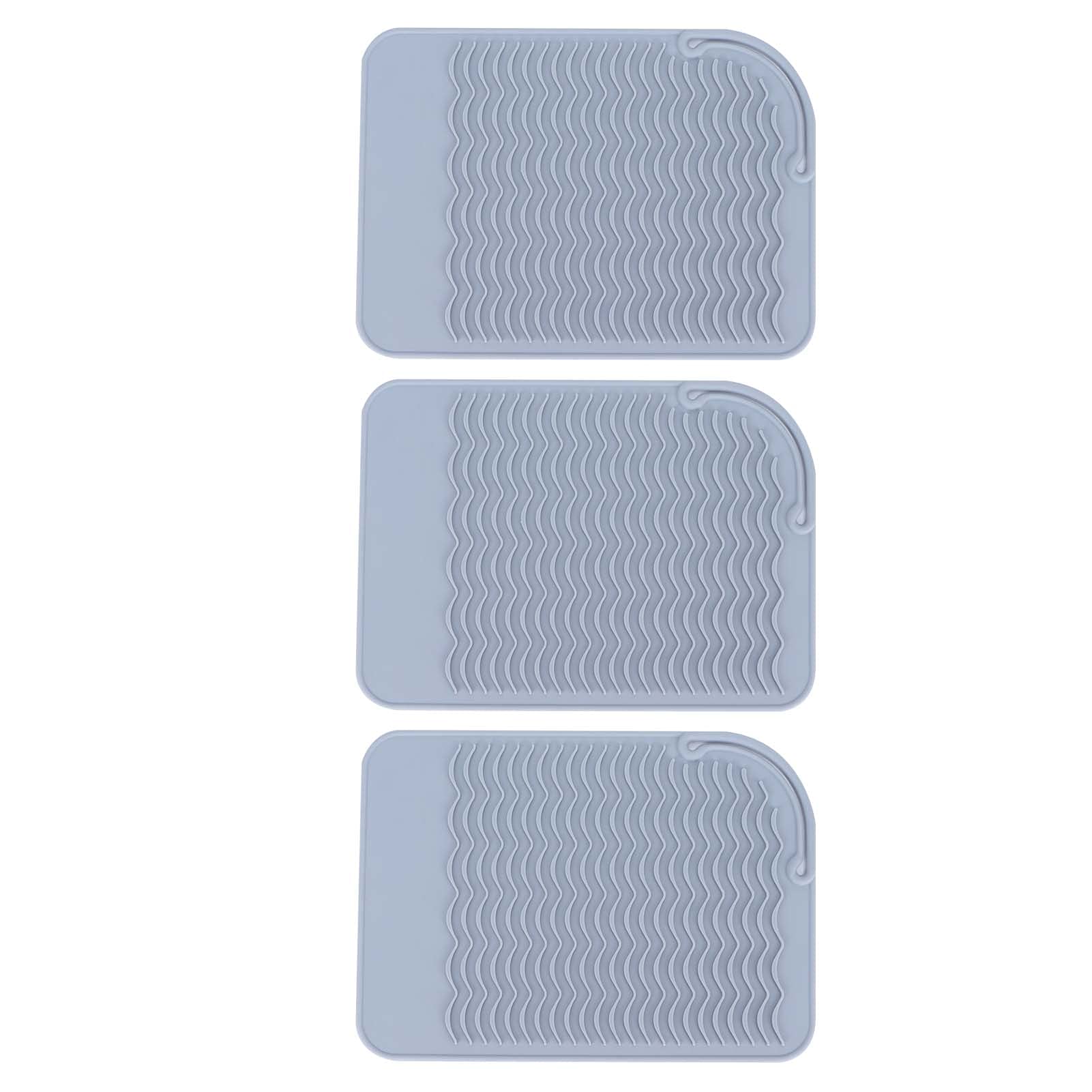 3-Piece Silicone Heat Resistant Mat Set for Hair Straighteners, Curling Irons & Wands - Non-Slip Holder Protects Countertops & Vanities - Perfect for Home Salon, Bathroom & Travel Use