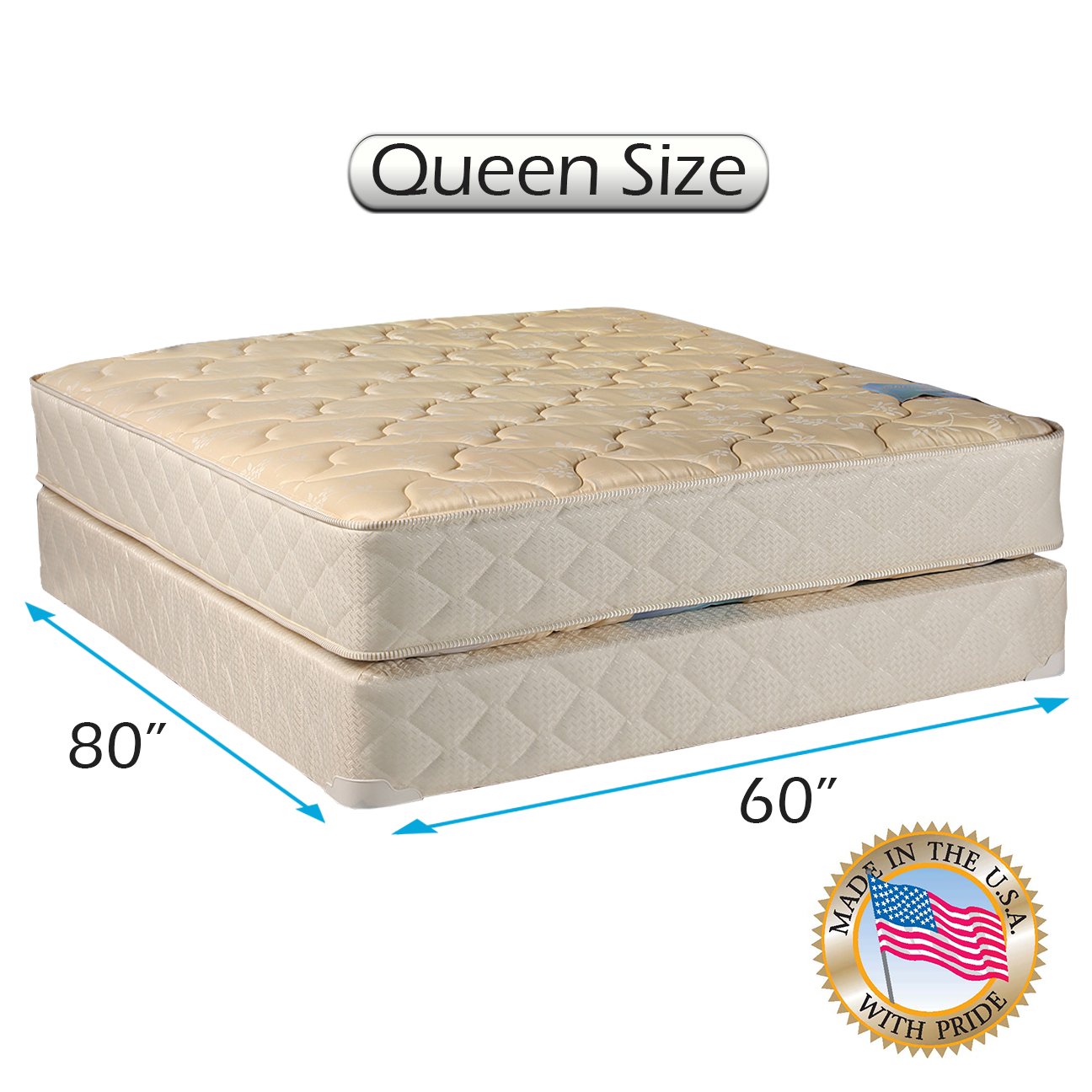 DS USA Chiro Premier Two-Sided Orthopedic Mattress - Gentle Firm Support, Flippable Design with Mattress Protector - Queen Size 60