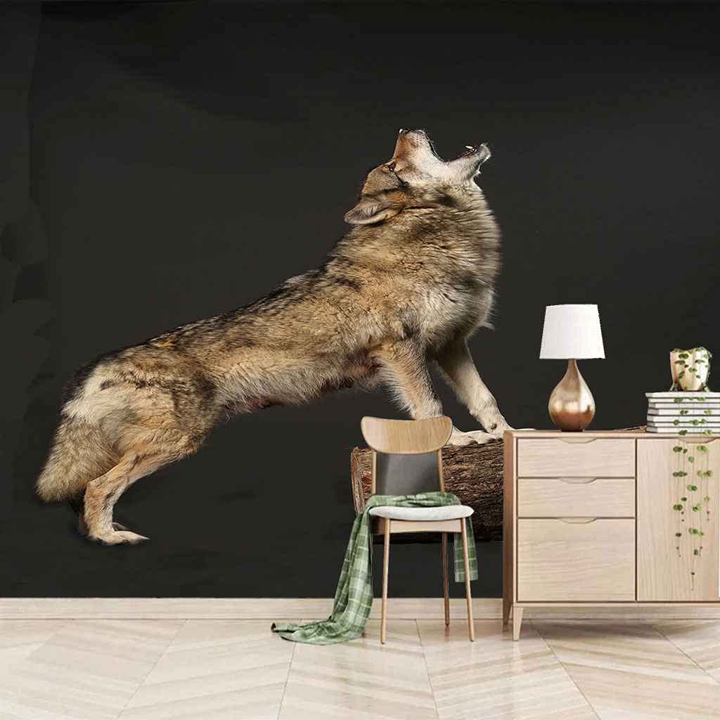 3D Wolf Wallpaper Mural - Self-Adhesive Removable Animal Wall Art for Bedroom, Kids Room, Kitchen, Office & Hotel Lobby - Custom Size 157.5x110.2in - Perfect for Nature-Themed Home Decor & Commercial Spaces