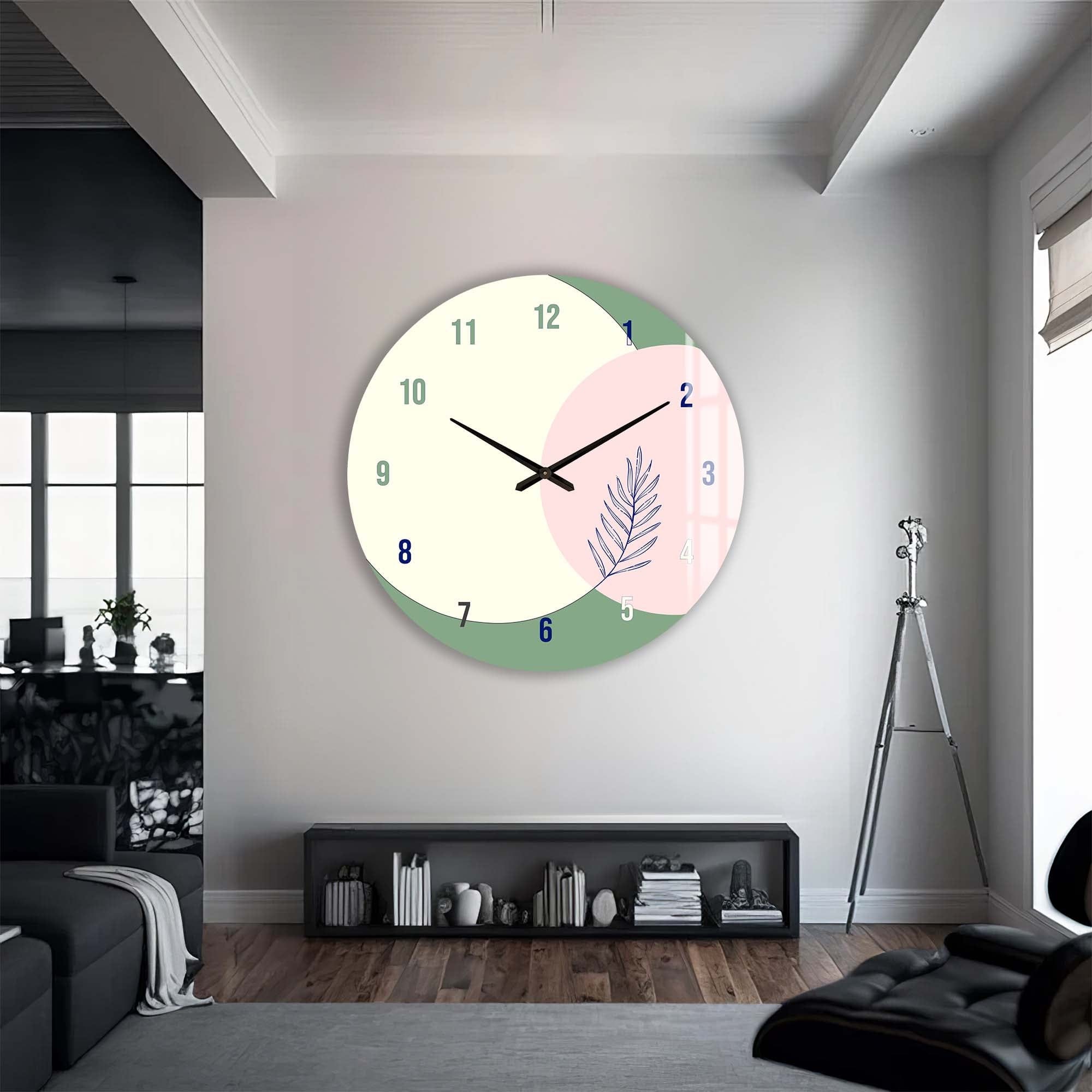 Premium Pistachio Glass Wall Clock - Modern Silent Non-Ticking Decor for Living Room, Bedroom, Office | Home & Office Decor
