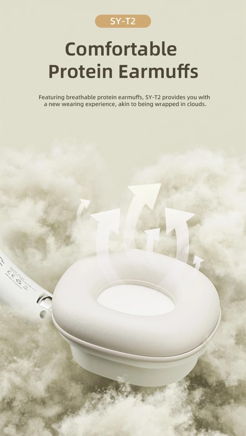 Foldable Wireless Headphones with Soft Leather Ear Cushions - Portable Bluetooth Headset for Travel, Workout & Commuting (White)