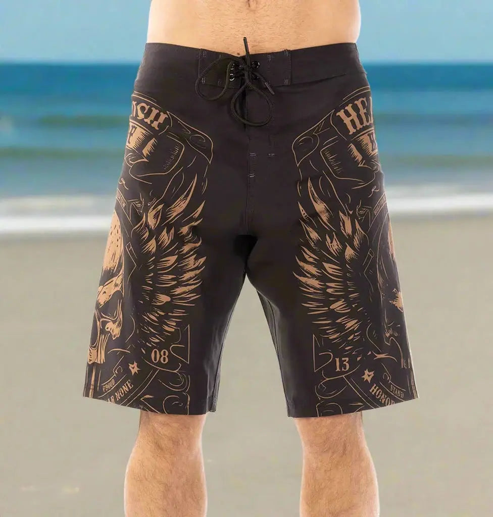 Headrush Men's Biker Wings Board Shorts - Quick-Dry Swim Trunks for Surfing, Beach & Pool - Comfortable Stretch Fabric for Active Water Sports