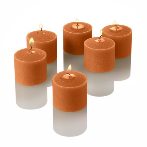 Richland 144 Orange Votive Candles with 144 Square Glass Holders - Perfect for Weddings, Parties & Home Decor