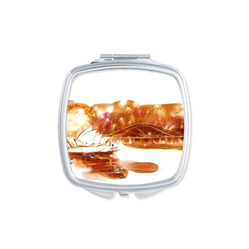 Portable Double-Sided Compact Mirror with Sydney Opera House & Bridge Design - Perfect for Travel, Makeup, and Gifts | DIYthinker Australia