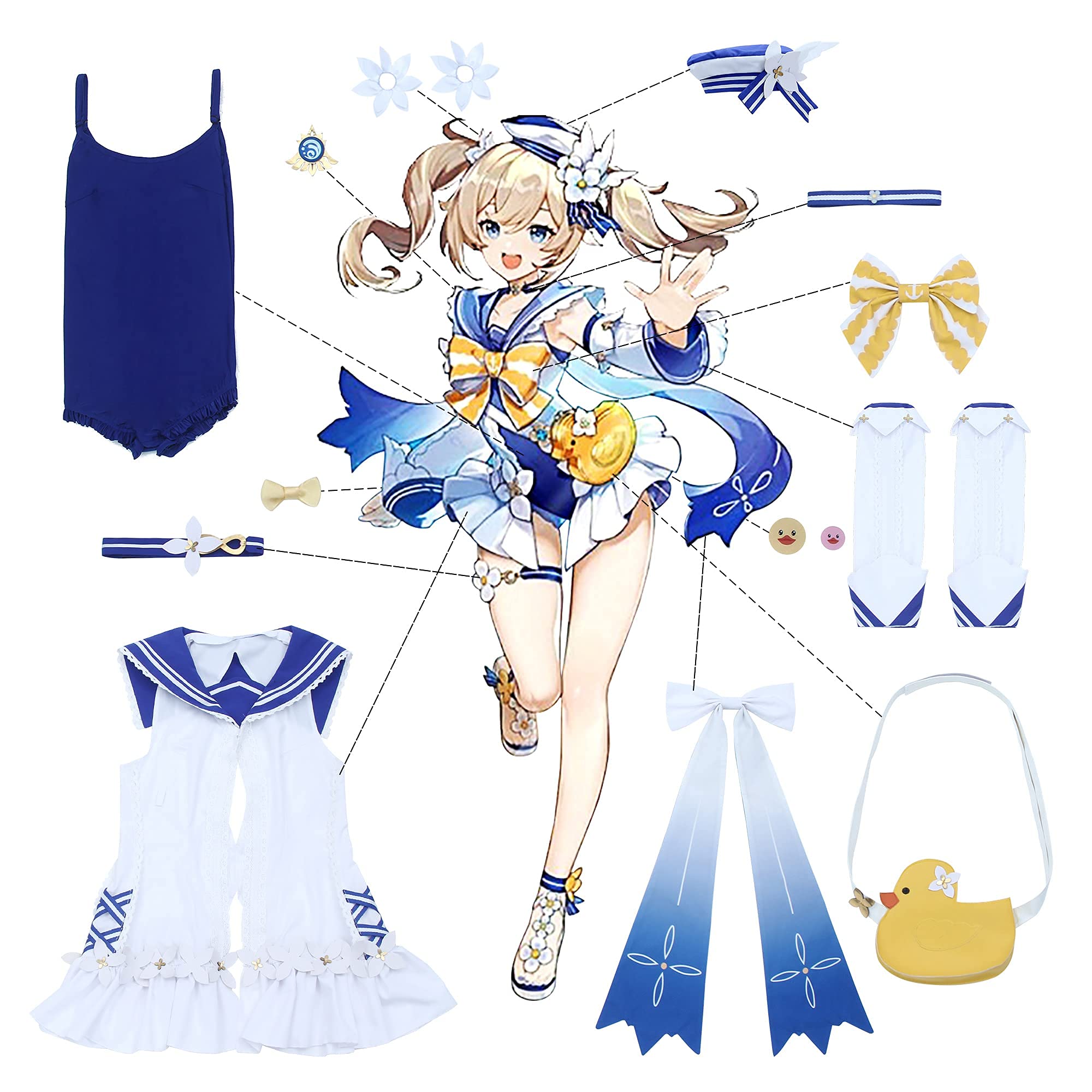 Nuoqi Barbara Swimsuits for Women - Genshin Impact One Piece Cosplay Costume (Sizes M & L) | Beach Party, Anime Convention, Poolside Photoshoot