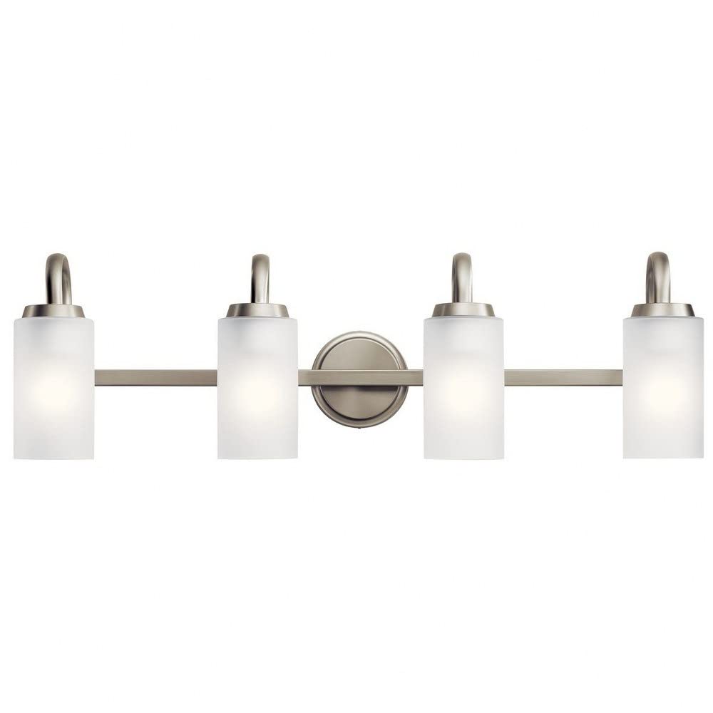 Kichler Kennewick™ 4-Light Black Bathroom Vanity Light with Etched Glass - Perfect for Modern Bathrooms, Powder Rooms & Dressing Areas