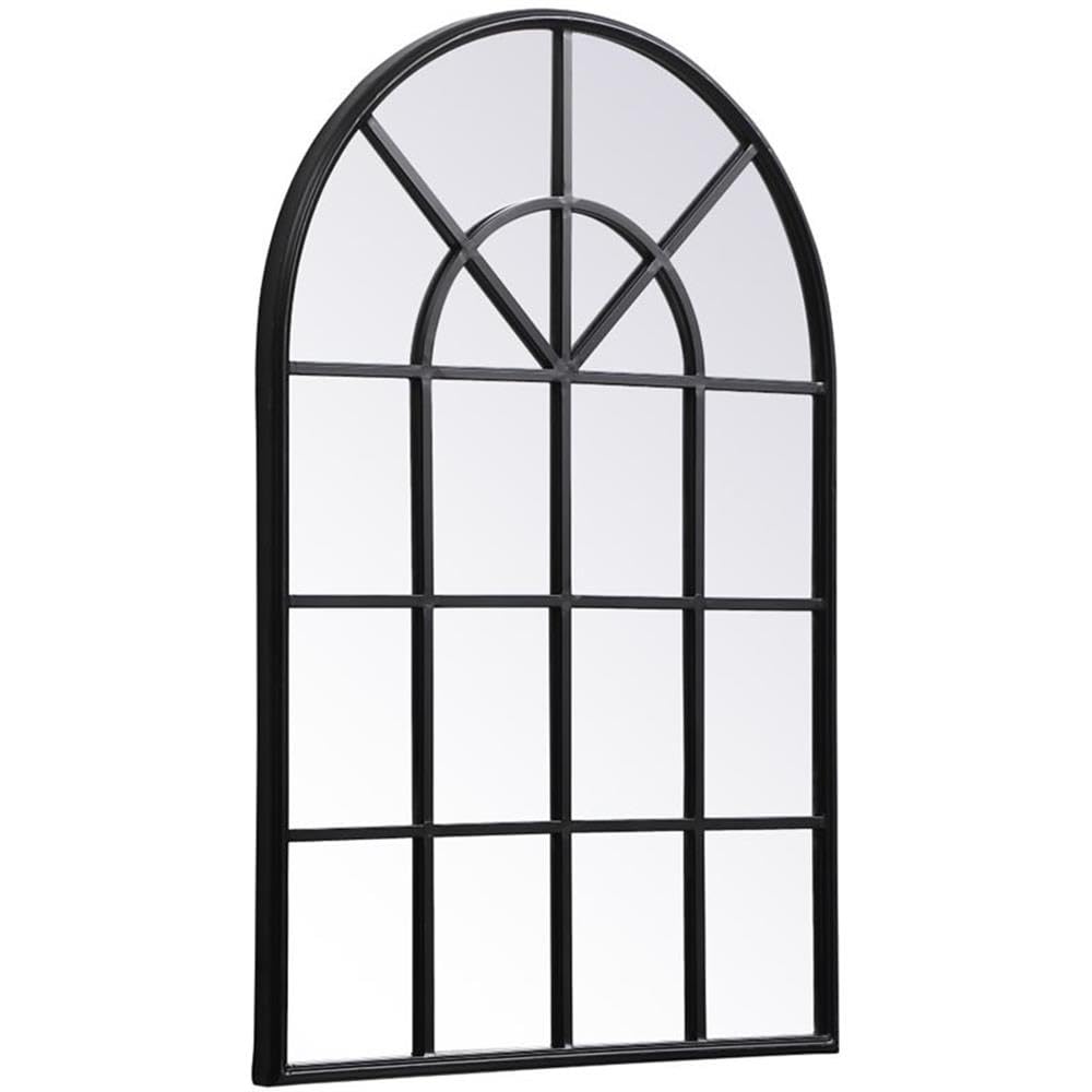 Black Mid-Century Metal Windowpane Mirror 42x28