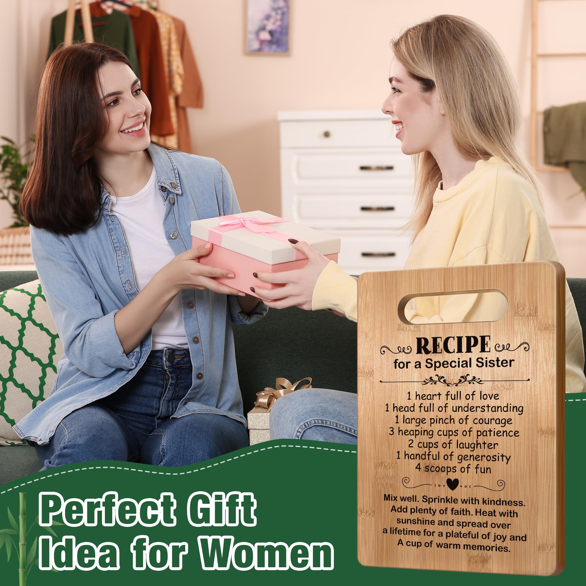Personalized Sister Birthday Gifts - Best Friendship Gifts for Women - Engraved Wooden Cutting Board - Unique BFF & Soul Sister Present - Perfect for Kitchen, Housewarming & Special Occasions