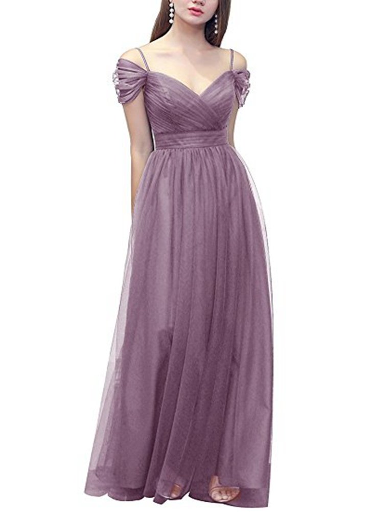 Elegant Women's Cold Shoulder Prom Party Dress - Long Organza A-Line Evening Gown for Formal Events, Weddings & Special Occasions