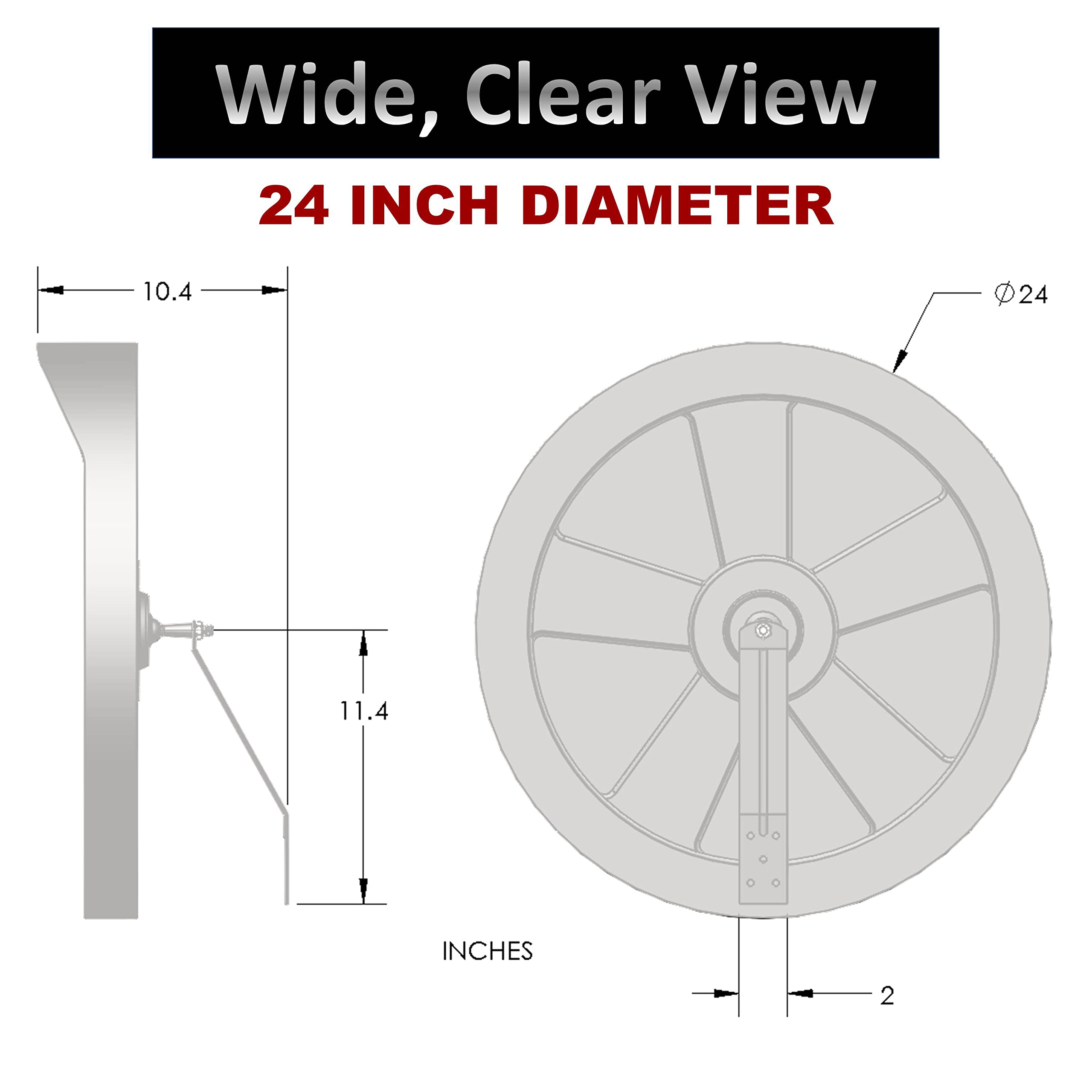 24 Inch Convex Mirror for Traffic Safety - 610mm Wide Angle Security Mirror for Indoor/Outdoor Use - Perfect for Driveways, Parking Lots, Warehouses & Blind Spots