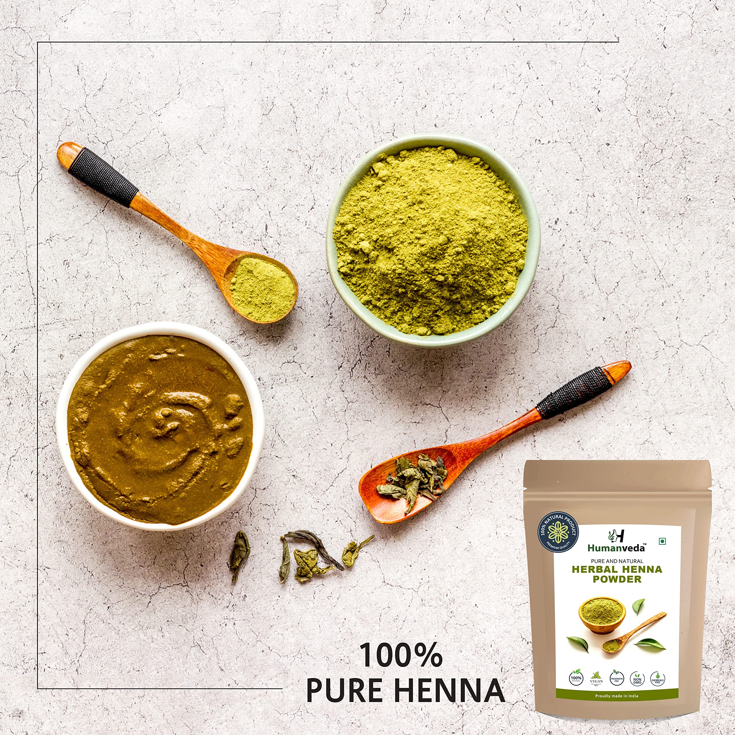 Humanveda 100% Natural Henna & Indigo Powder Hair Dye Combo (2 x 100g) - Organic Herbal Hair Color Treatment for Gray Coverage & Hair Growth - Perfect for DIY Hair Coloring at Home & Natural Hair Care Routine