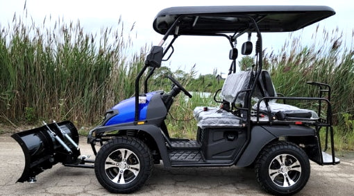 200cc UTV with Snow Plow - Gas-Powered ATV Golf Cart Utility Vehicle | Snow Master GVX in Blue | Ideal for Snow Removal, Farm Work & Off-Road Adventures