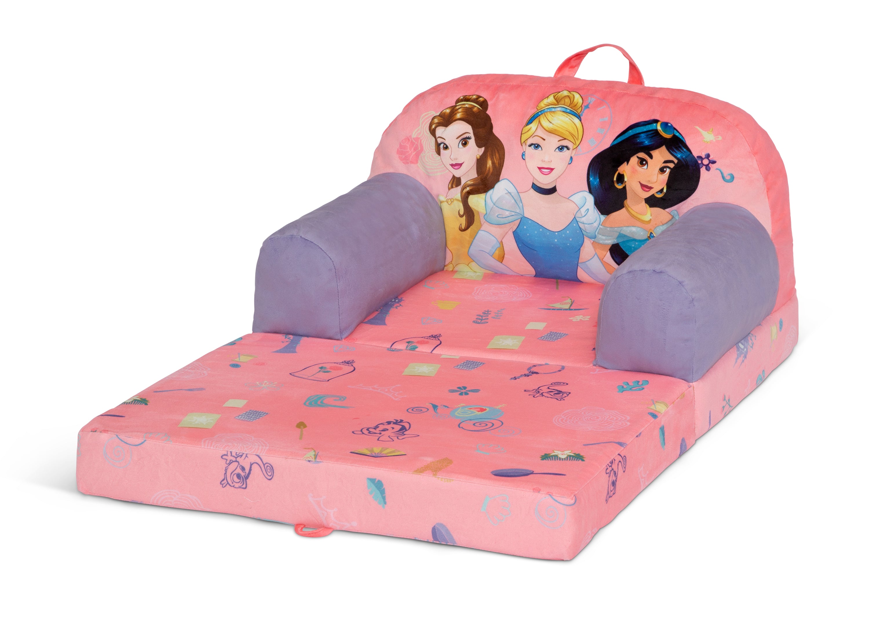 Princess Cozee Buddy Flip Out Chair - Soft Plush Kids Lounge Chair for Girls, Foldable & Portable - Perfect for Bedroom, Playroom, or Reading Nook