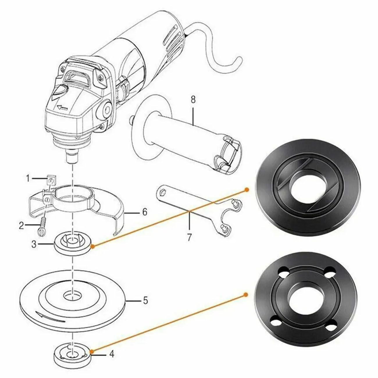 **Dewalt Milwaukee Bosch Angle Grinder Wrench - 5/8-11 Flange Nut Spanner Tool for 4.5