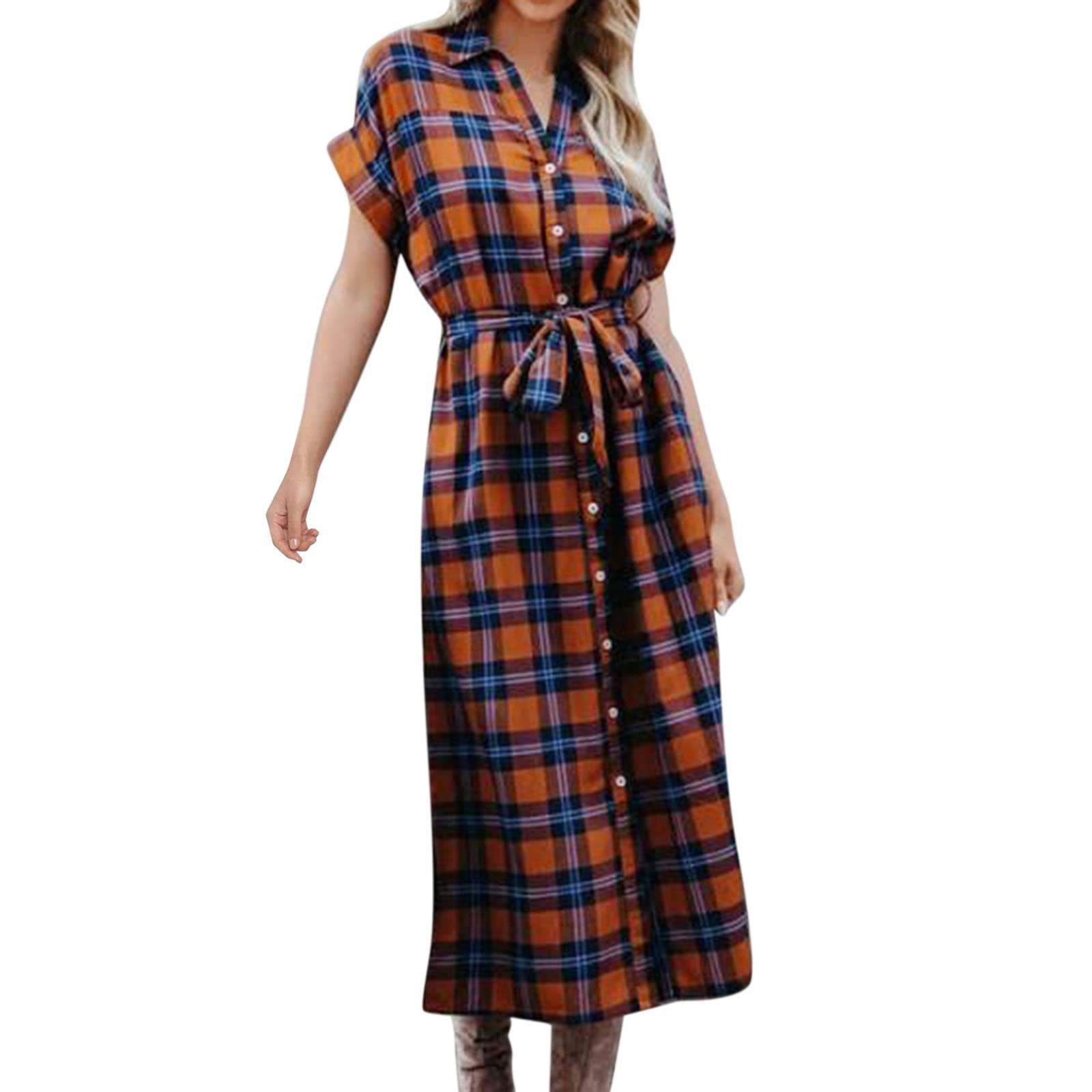 Women's Casual Button Down Split Maxi Shift Dress - Summer T-Shirt Dress with Pockets | Perfect for Beach Outings, Brunch Dates & Everyday Comfort
