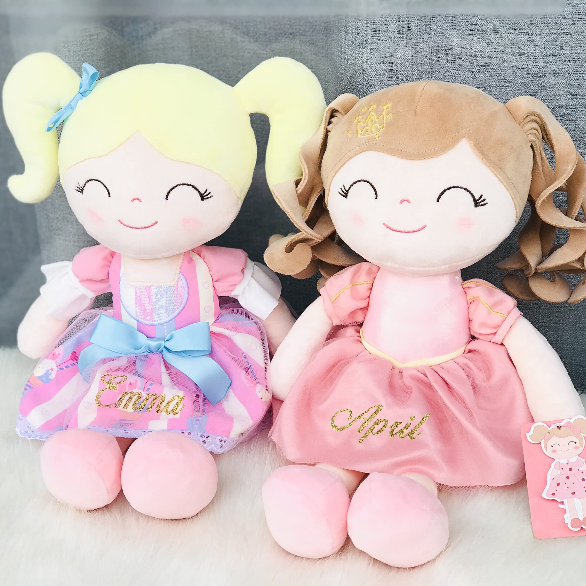 Gloveleya 16 Inch Personalized Plush Baby Doll - Soft Crown Princess Doll for Girls, First Baby Gift with Gift Bag | Perfect for Birthdays, Christmas & Special Occasions