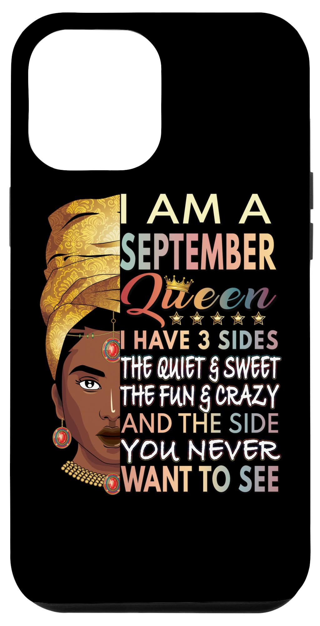 iPhone 12 Pro Max Case - Premium Black Protective Cover for Queens Born in September | Perfect Melanin Virgo Libra Birthday Gift | Compatible with Work, Travel & Everyday Use