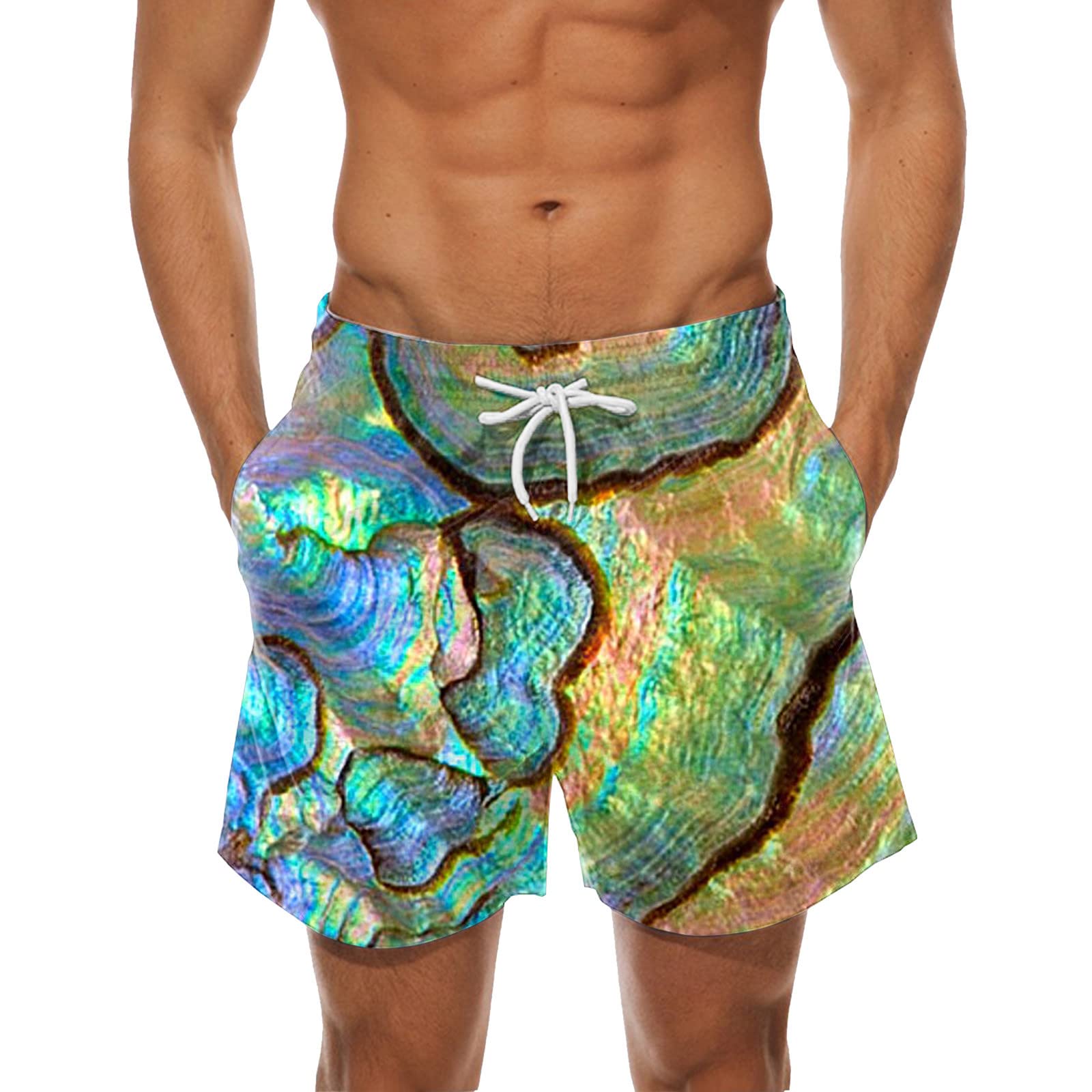 Men's Fashion Casual Printed Lace-Up Swim Trunks - Quick Dry Beach Shorts for Swimming, Surfing & Summer Vacation | Perfect for Pool Party, Seaside Holiday & Water Sports