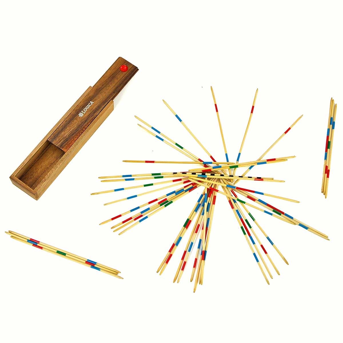 Premium Wooden Mikado Table Game - Classic Teak/Samena Wood Board Game with Bamboo Sticks - Fun Family & Party Game for Indoor & Outdoor Gatherings