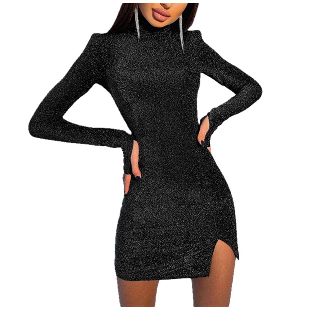 Elegant Bright Silk Long Sleeve Mini Dress for Women - Perfect for Cocktail Parties, Date Nights & Special Occasions