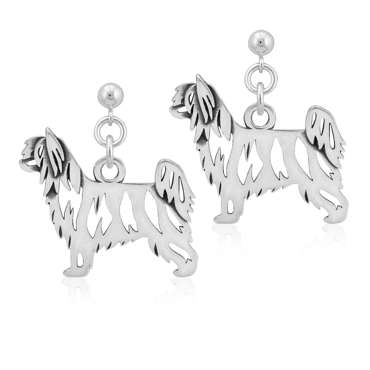 Elegant Sterling Silver Chinese Crested Dog Earrings for Powder Puff Breed - Perfect for Dog Lovers & Special Occasions