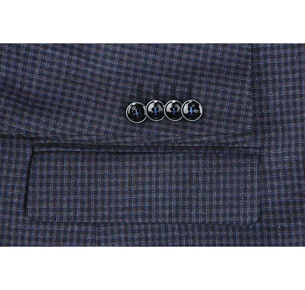 100% Wool Regular Fit 2-Button Navy Mini Check Blazer for Men - Perfect for Business Meetings, Office Wear & Formal Occasions