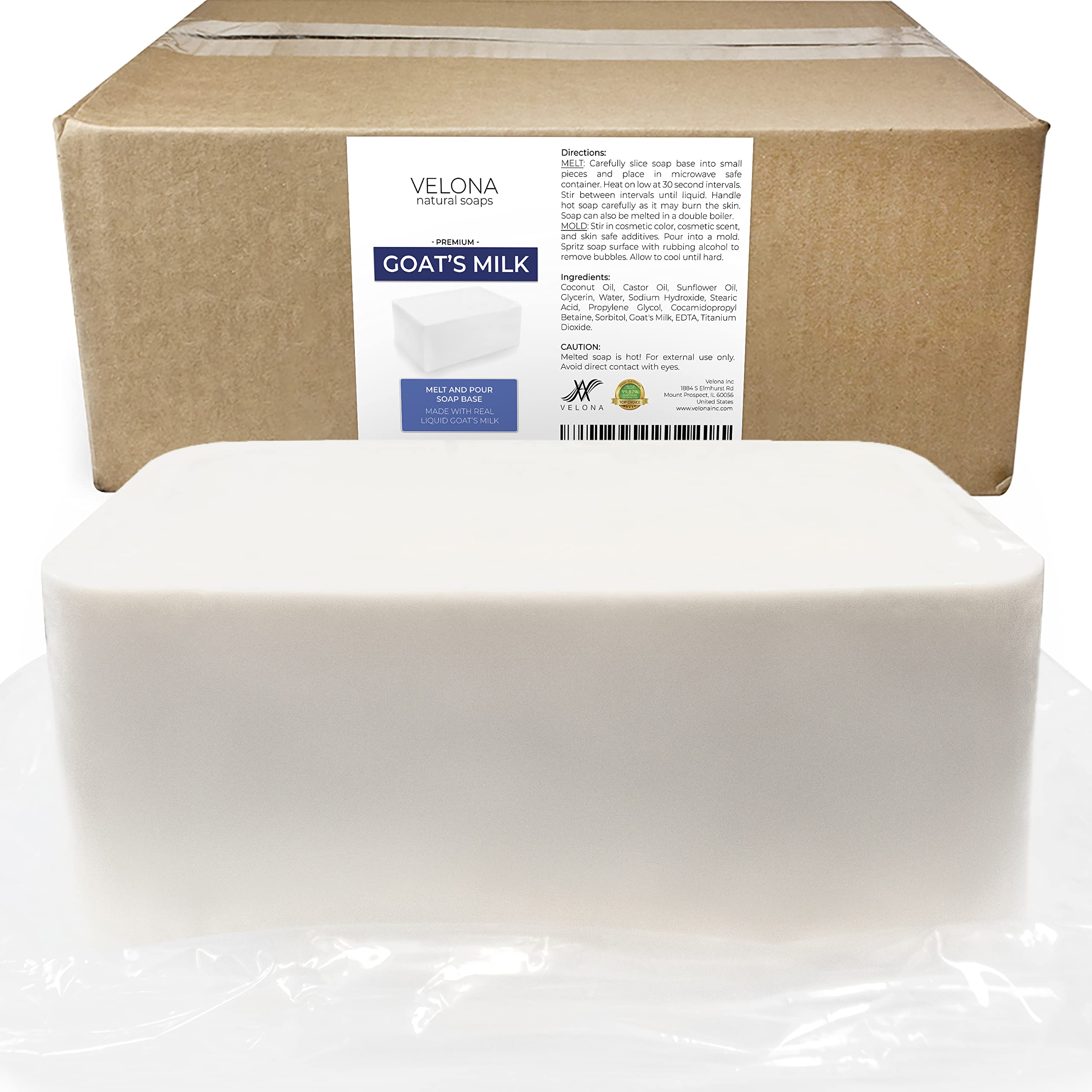 Velona 25 LB Goat Milk Soap Base - SLS/SLES Free, Natural Melt & Pour Soap for DIY Soap Making | Wholesale Bulk Soap Supplies | Perfect for Handmade Soaps, Bath Products & Gift Making