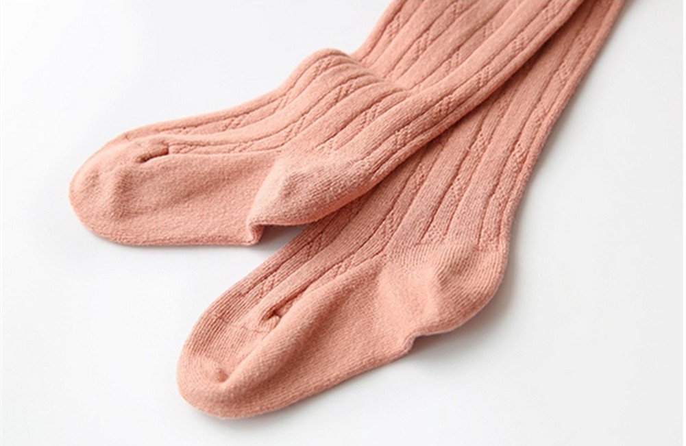 Monvecle Girls' Thick Cotton Stockings - Stretchy Cable Knit Footed Tights for Winter Warmth - Perfect for School, Playdates & Cold Weather Outfits