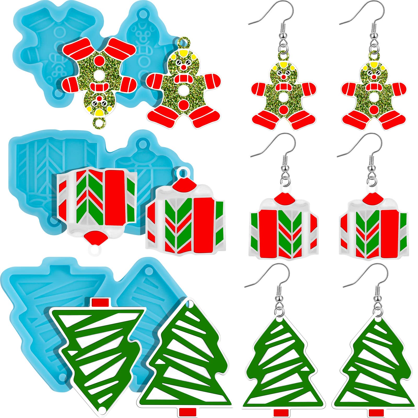 3 Pairs Christmas Tree Earring Resin Molds Kit - DIY Silicone Jewelry Molds for Xmas Decorations, Holiday Crafts & Gifts - Perfect for Christmas Party Favors, Handmade Gifts & Festive DIY Projects