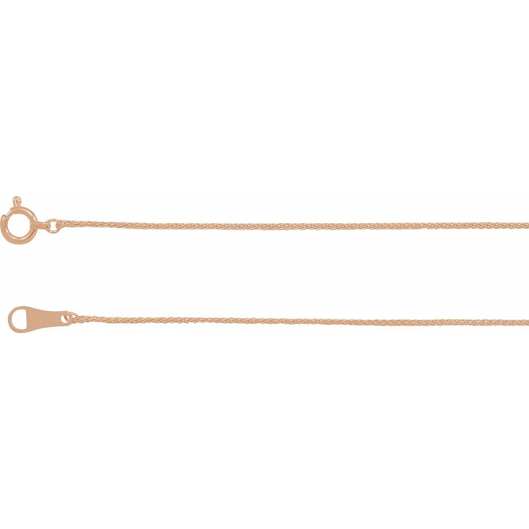 10K Rose Gold 0.8mm Wheat Chain Necklace for Women - 16