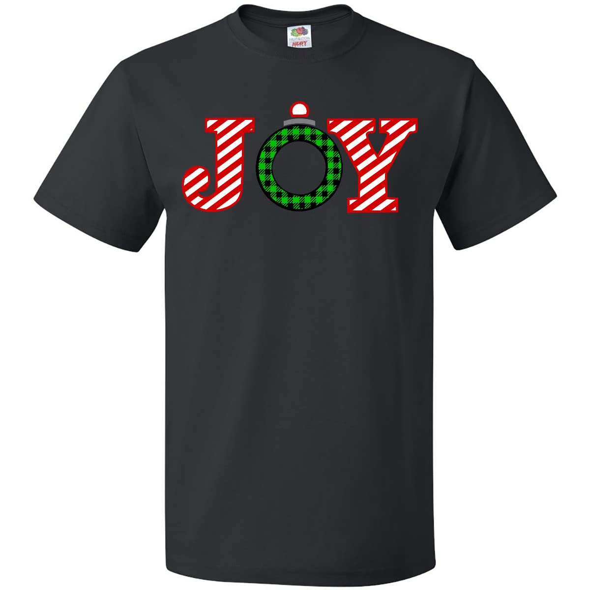 Inktastic Joy Christmas Ornament with Candy Cane Stripes T-Shirt - Festive Holiday Tee for Christmas Parties & Family Gatherings
