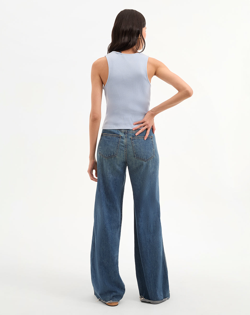 Kasey Women's Mid Rise Wide Leg Jeans - Comfortable Stretch Denim Pants for Casual Wear & Everyday Outfits
