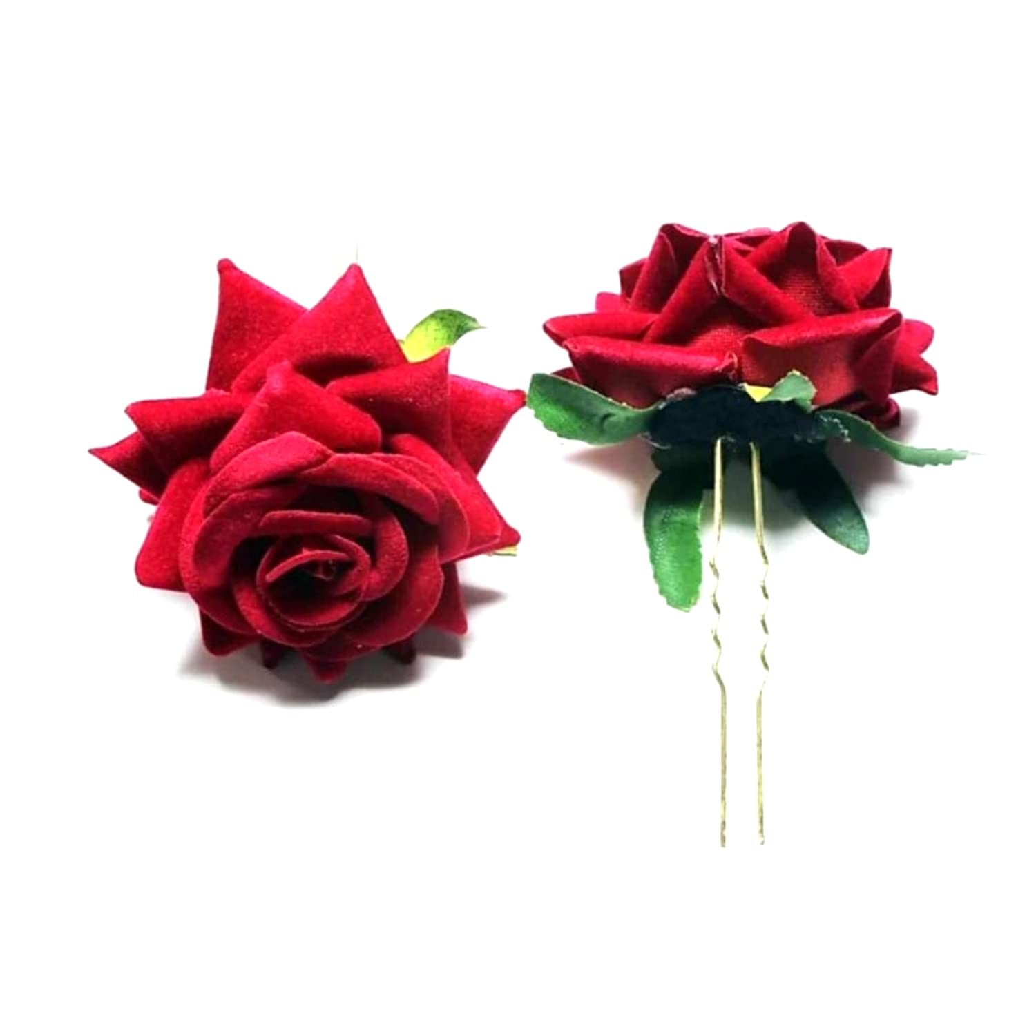 PRAVRAJYA 2-Pack Artificial Hair Bun Set with Gajra & Rose Flower U-Pin Hair Clips for Women & Girls – Perfect for Weddings, Parties & Daily Styling