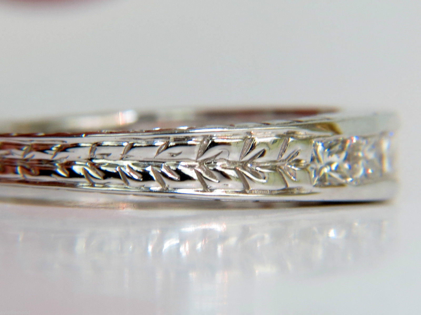 14KT .72CT Diamond Edwardian Deco Revival Band Ring - Princess Cut for Women, Vintage Style Wedding & Engagement Jewelry, Perfect for Anniversaries & Special Occasions