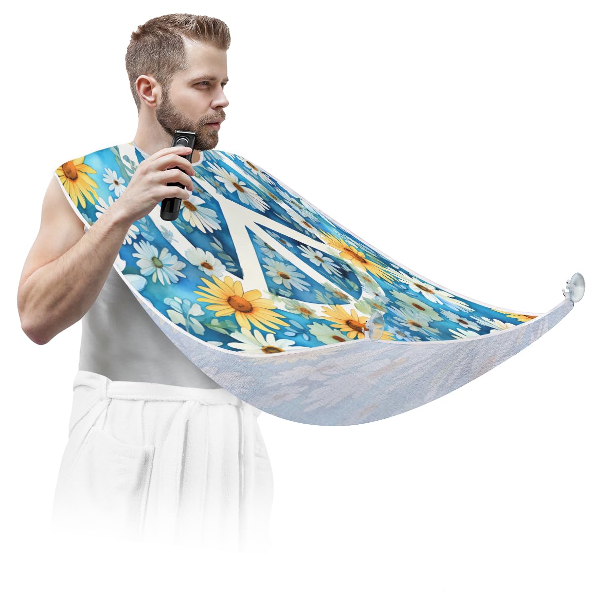 Flower Peace Symbol Beard Shaving Bib for Men | Waterproof Makeup & Hair Dye Apron | Barber Cape for Haircut | Sink Hair Catcher | Perfect Gift for Barbers & Stylists - Ideal for Salon, Home Grooming & Professional Use