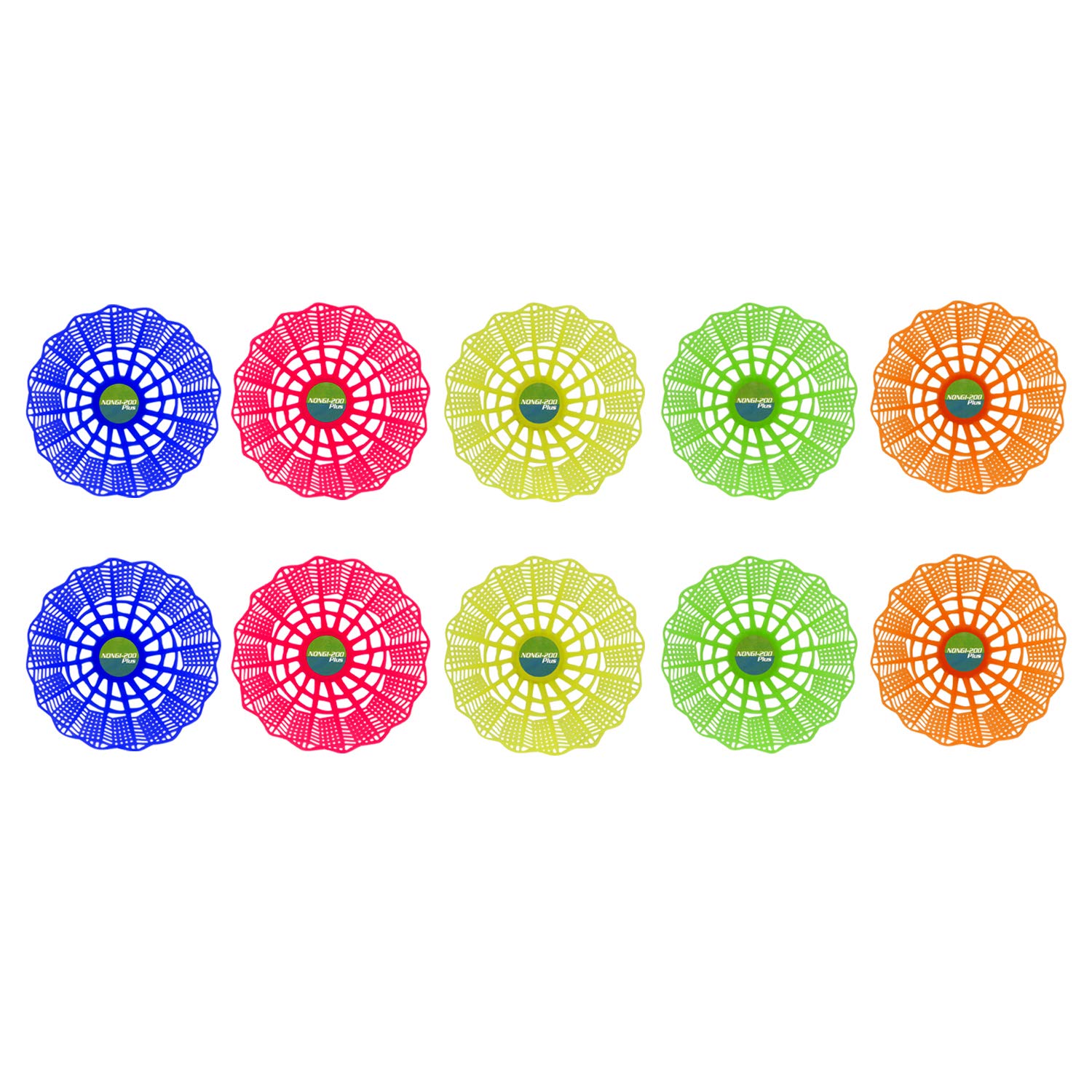 NONGI Plus Plastic Badminton Shuttlecocks - Pack of 20 (Multi-Color) | Durable Training & Recreational Shuttlecocks for Indoor/Outdoor Play