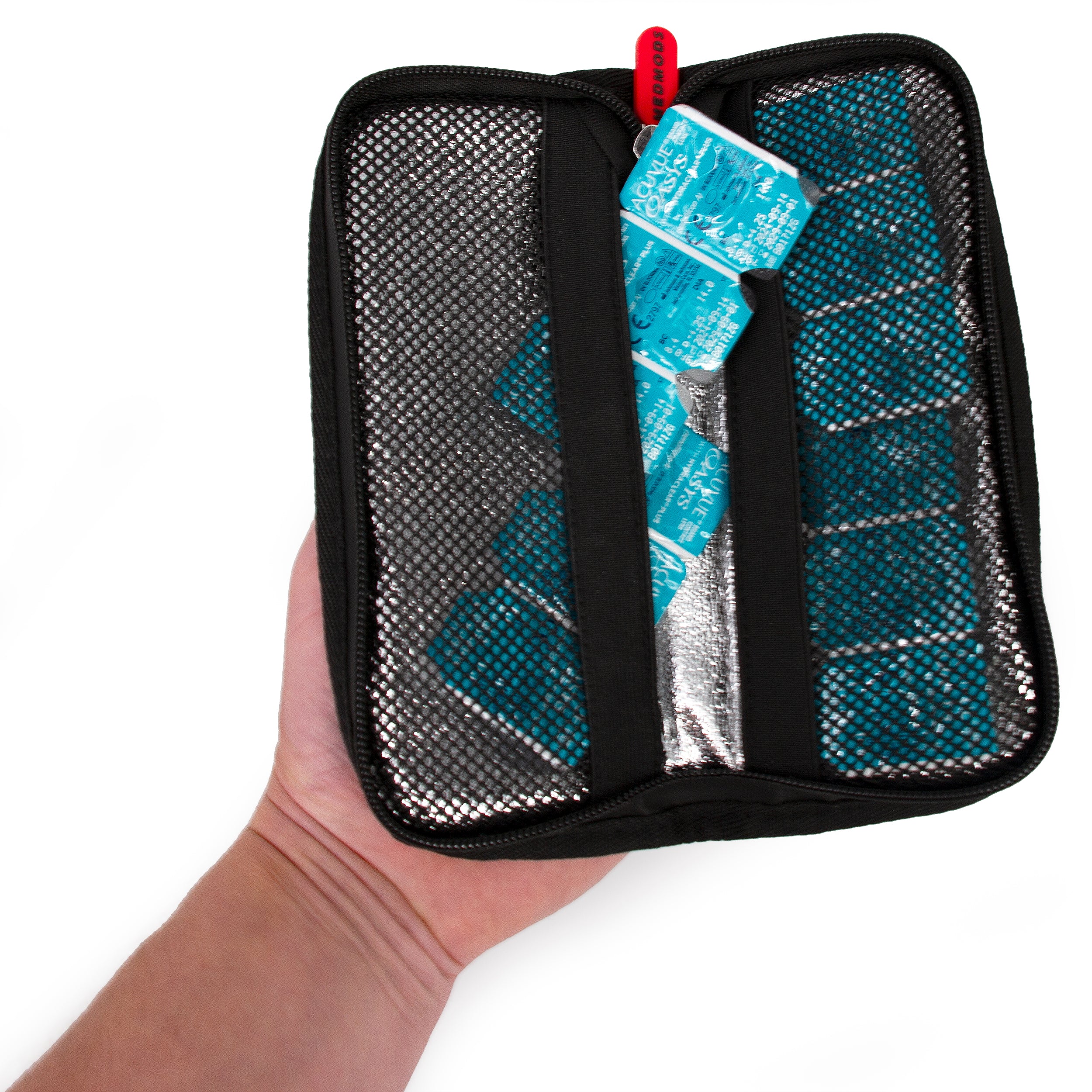 CASEMATIX Compact Travel Case for Contact Lenses - Holds 24 Daily Contacts with Insulated Left & Right Storage - Includes Contact Lens Case - Perfect for Travel, Gym & On-the-Go Use