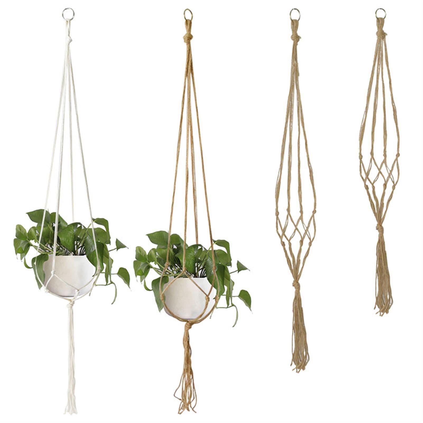 Handmade Macrame Plant Hanger - White 105cm Flower Pot Holder for Wall Decor, Indoor Hanging Planter, Boho Home & Garden Accessories - Perfect for Living Room, Bedroom, Balcony and Patio Decorations