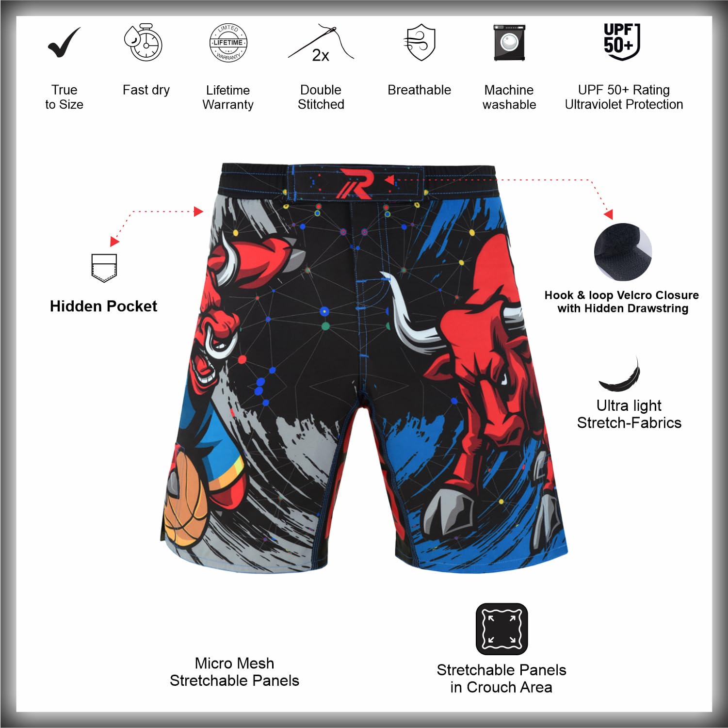 ROAR-INT Kids MMA Shorts - Breathable BJJ & Muay Thai Training Shorts for Boys & Girls - Perfect for Boxing, Grappling, Kickboxing & Gym Workouts - Lightweight & Durable for Martial Arts Practice