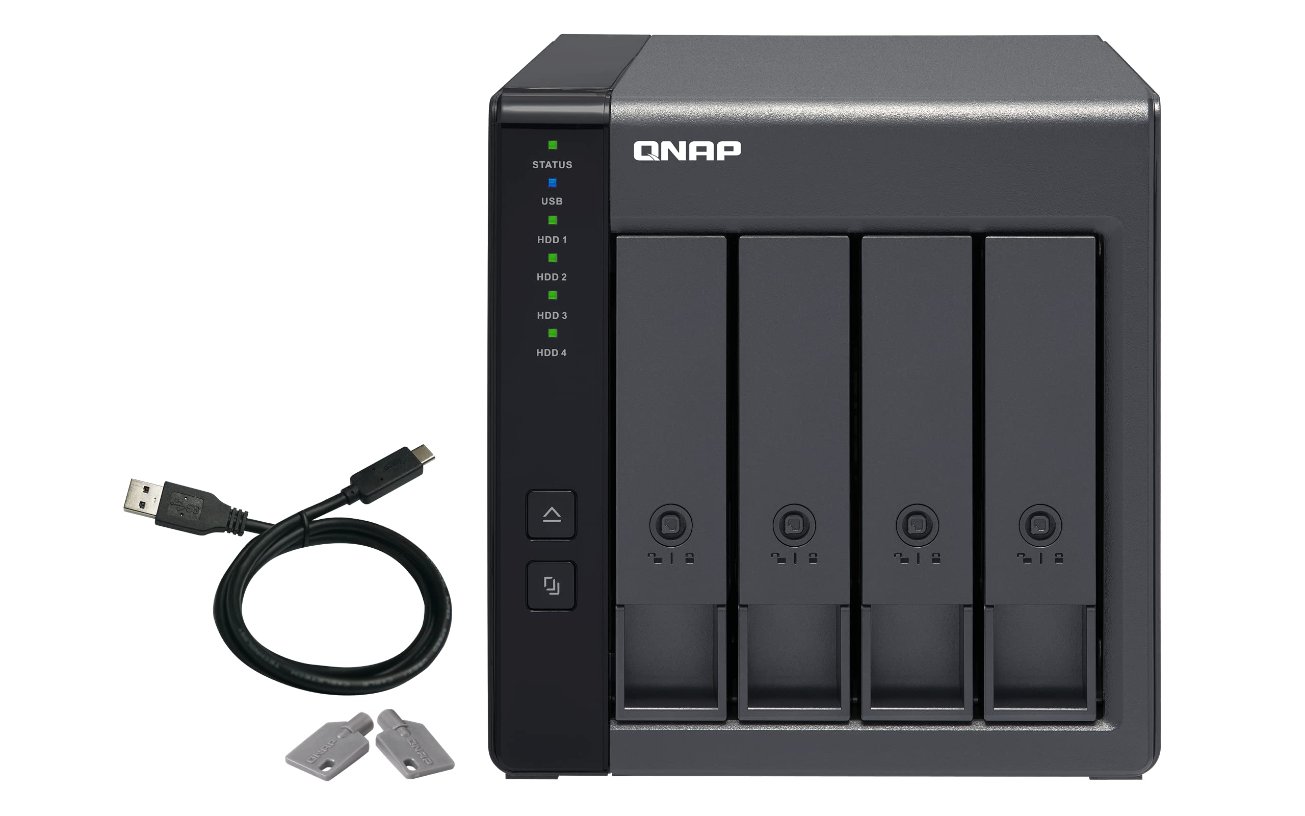 QNAP TR-004 4-Bay USB Type-C DAS External Hard Drive Enclosure | Hardware RAID Support (Diskless) | Ideal for Data Backup, Media Storage & Creative Professionals