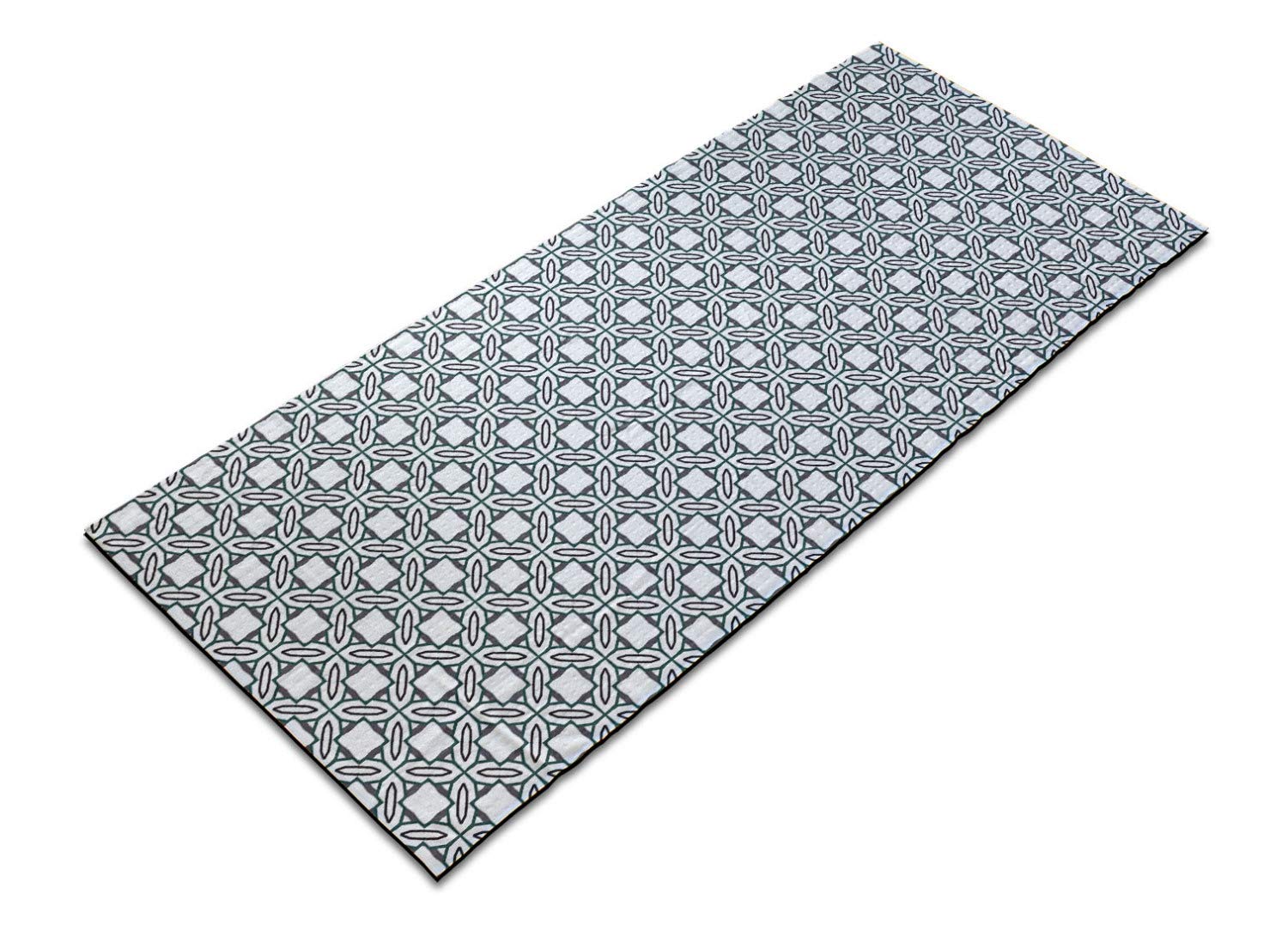 Ambesonne Non-Slip Yoga Mat Towel - Abstract Prehistoric Damask Design with Circles & Squares | Sweat Absorbent Workout Pad Cover for Yoga & Pilates (25