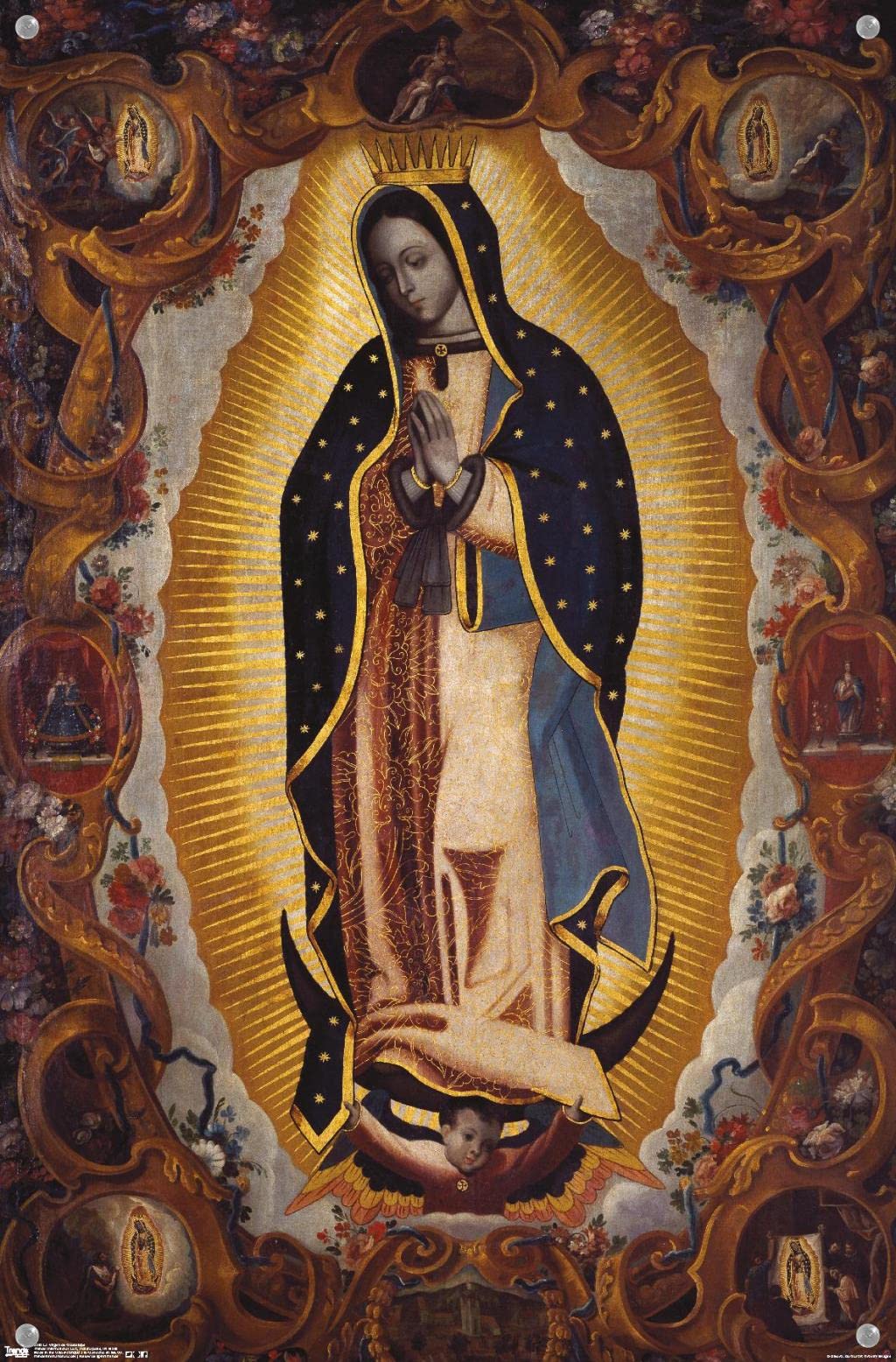 Virgin of Guadalupe Wall Poster with Push Pins - Religious Home Decor for Bedroom, Office & Dorm Room