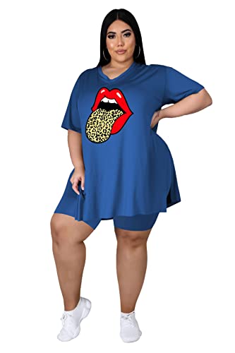 Tycorwd Women's Plus Size Loungewear Set - Oversized T-Shirt & Shorts 2 Piece Outfit for Summer | Casual Lounge Wear, Sleepwear & Home Comfort | Perfect for Relaxing, Travel & Everyday Wear