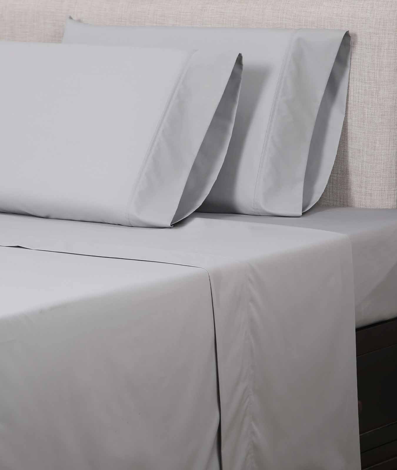Affluence 300 Thread Count Cotton Polyester Sheet Set - Full Size Bed Sheets in Light Grey | Soft & Breathable Bedding for Comfortable Sleep