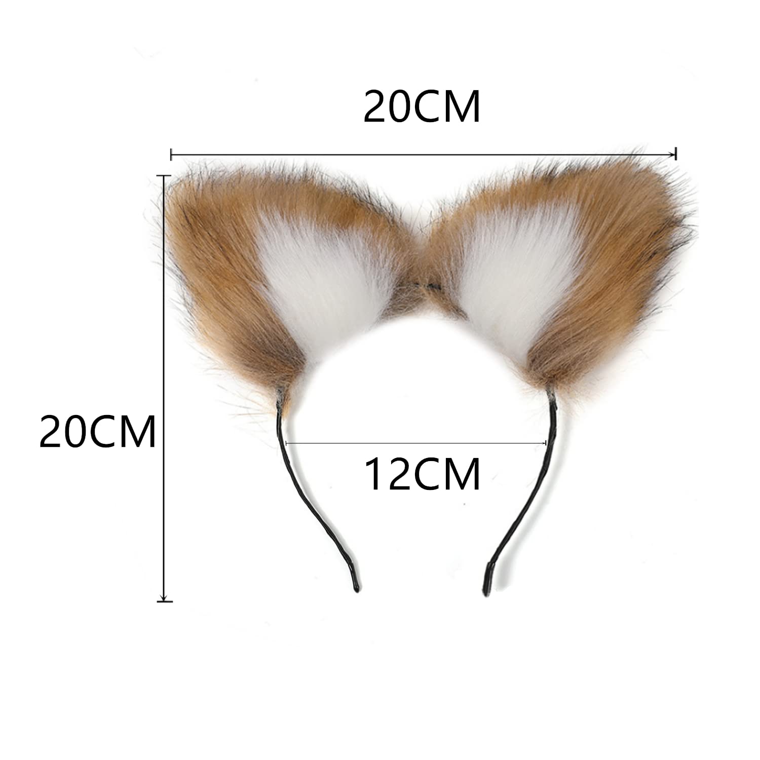Fox Tail Anal Plug Set - 2PCS Silicone Butt Plugs with Cat Ears Headband for Women & Men | Beginner Friendly Adult Toys for Couples Bondage & Role Play (Brown/White) | Perfect for BDSM, Cosplay & Sensual Play