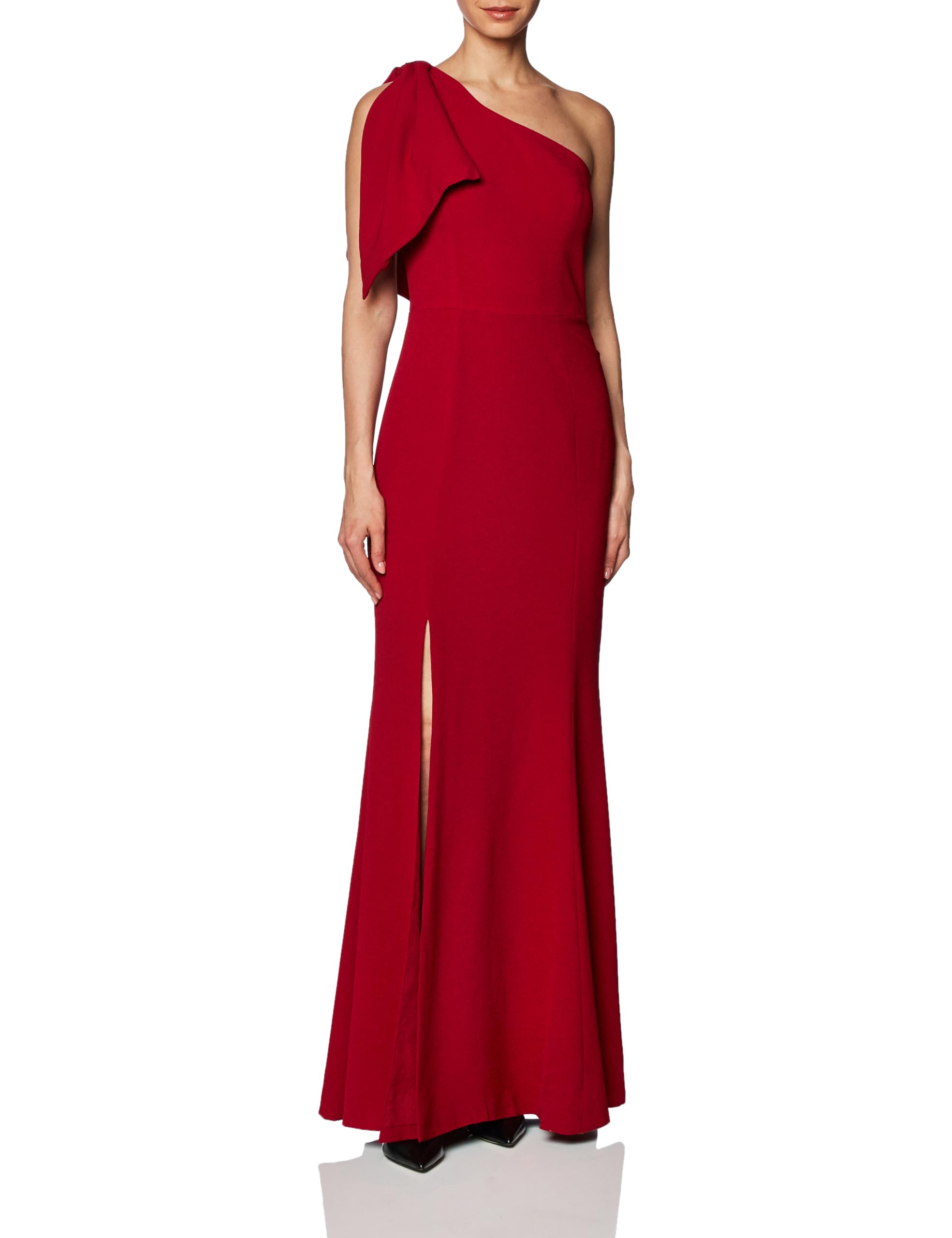 Dress the Population Women's Georgina One Shoulder Bow Detail Trumpet Gown Long Dress - Elegant Formal Evening Gown for Prom, Wedding, Red Carpet & Special Occasions
