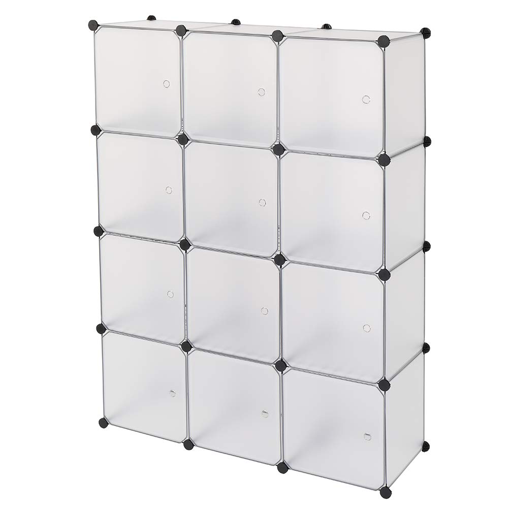 12-Cubby Closet Organizer - White Storage Shelves for Home & Office