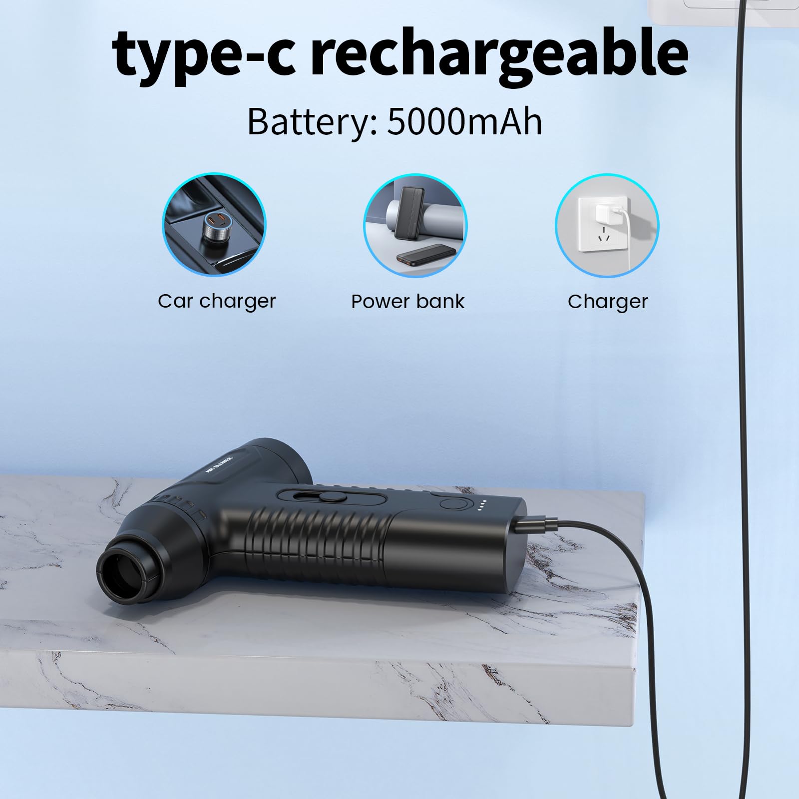 200,000 RPM Electric Air Duster - Rechargeable Cordless Compressed Air Blower for Keyboard, PC, Car & Home Cleaning | Stepless Speed Adjustable | Perfect for Electronics, Dusting, and Quick Drying