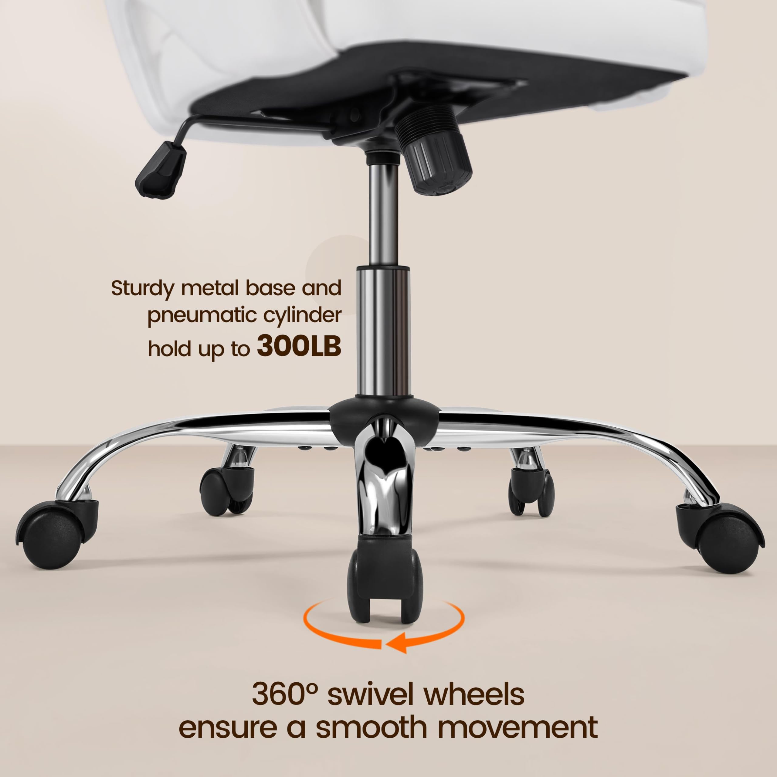 Yaheetech Faux Leather Office Chair - Modern Swivel Desk Chair with Tufted Barrel Back & Rolling Wheels - Ergonomic Computer Chair for Home Office, Study Room, Bedroom & Vanity (White) - Perfect for Remote Work & Online Classes