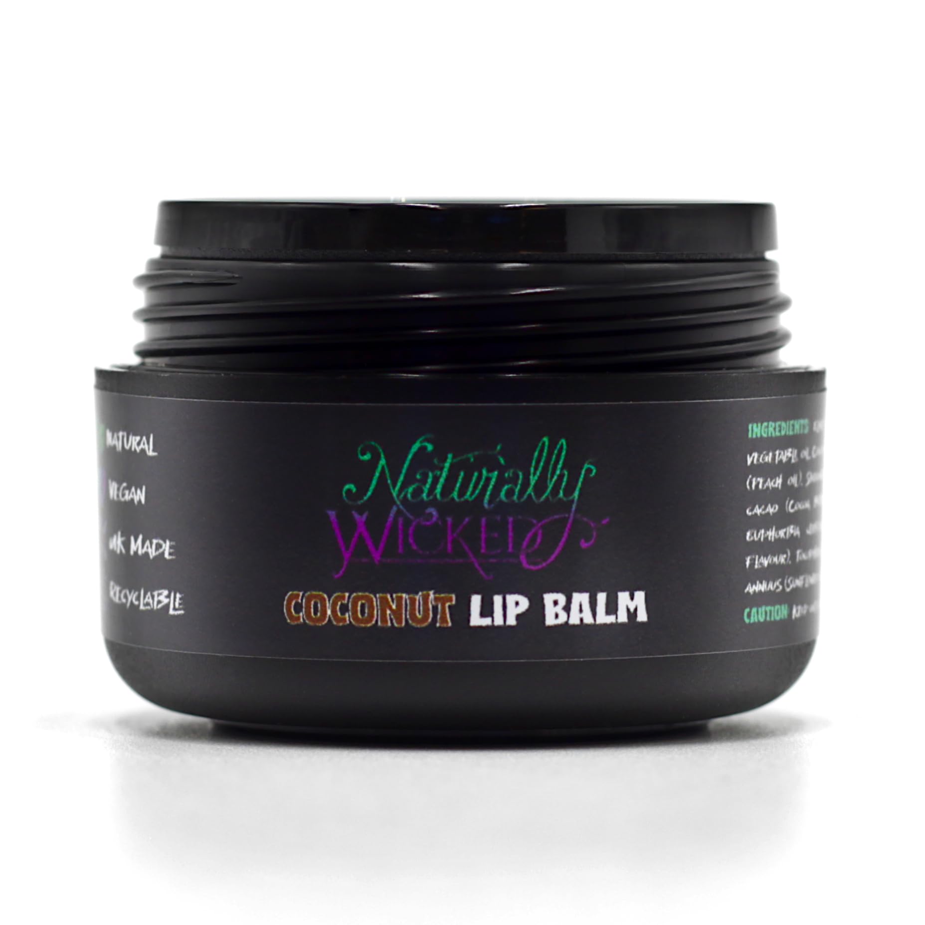 Naturally Wicked® Coconut Lip Balm 15ml - Natural, Vegan & Cruelty-Free Lip Moisturizer for Dry, Chapped Lips | Hydrating & Nourishing Coconut Oil Lip Care for Women & Men | Perfect for Winter, Travel & Daily Use